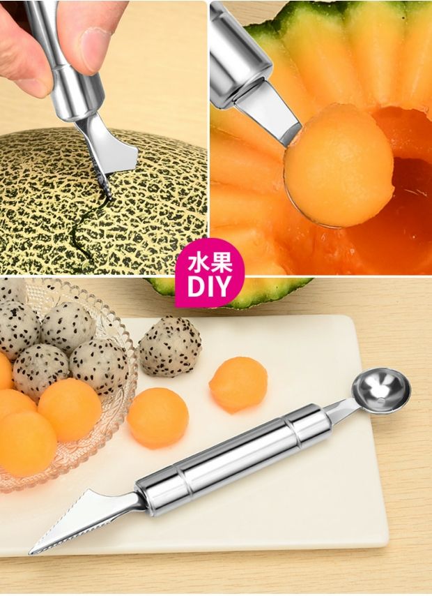 Thép không gỉ trái cây dao muỗng đào bóng Cắt táo dưa hấu nhân tạo chia khuôn đĩa công cụ đĩa - Tự làm khuôn nướng khuôn silicon