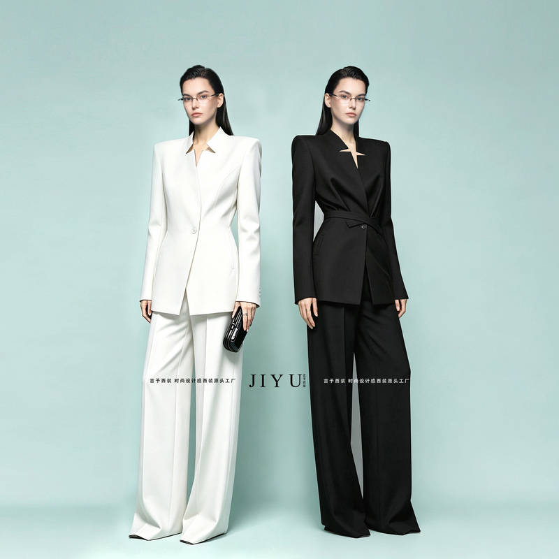 Fall 2026: Stylish and Powerful Minimalist Collarless Blazer Suit for Women, Slim Fit, Elegant, Waist-Cinching