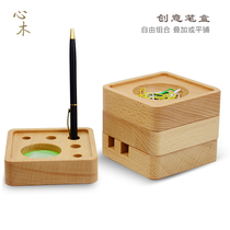 Solid Wood desktop storage box creative stationery wooden desk business card box pen holder cd9b936d-5