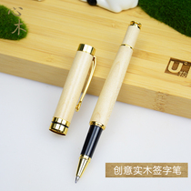 Heart wood solid wood custom signature pen wooden gel pen office pen handmade retro wooden pen creative gift