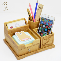 Customized business solid wood pen holder creative fashion wooden stationery desktop storage box multifunctional desk ornaments