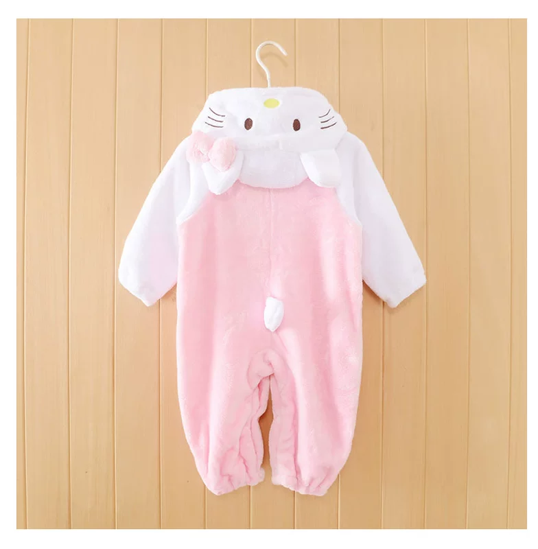 0-2 tuổi Bộ đồ ngủ nhung san hô cho bé mùa thu đông jumpsuit trẻ em xuân hè