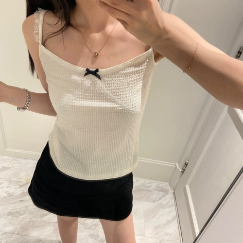 CUTEioi Кружевная майка с бантиком