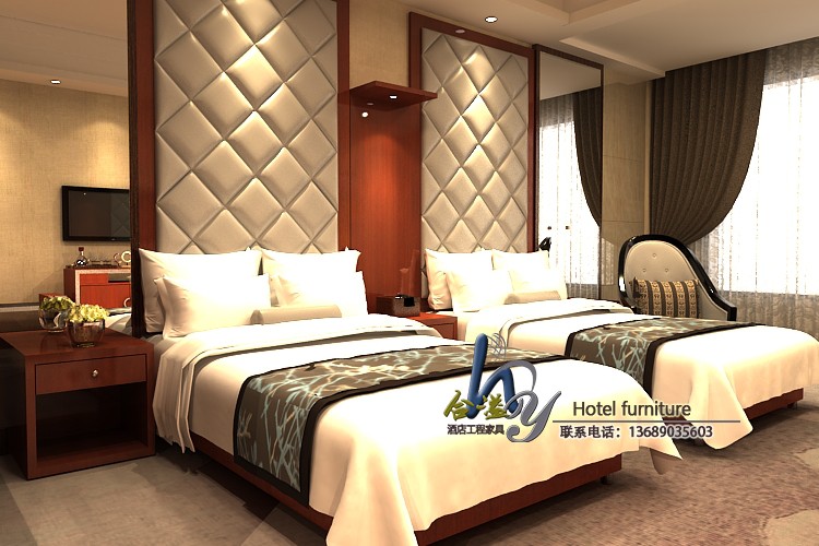 Nội thất khách sạn ba sao bốn sao phòng khách sạn phòng tiêu chuẩn phòng đơn phòng đầy đủ tủ TV bàn cao và tủ thấp