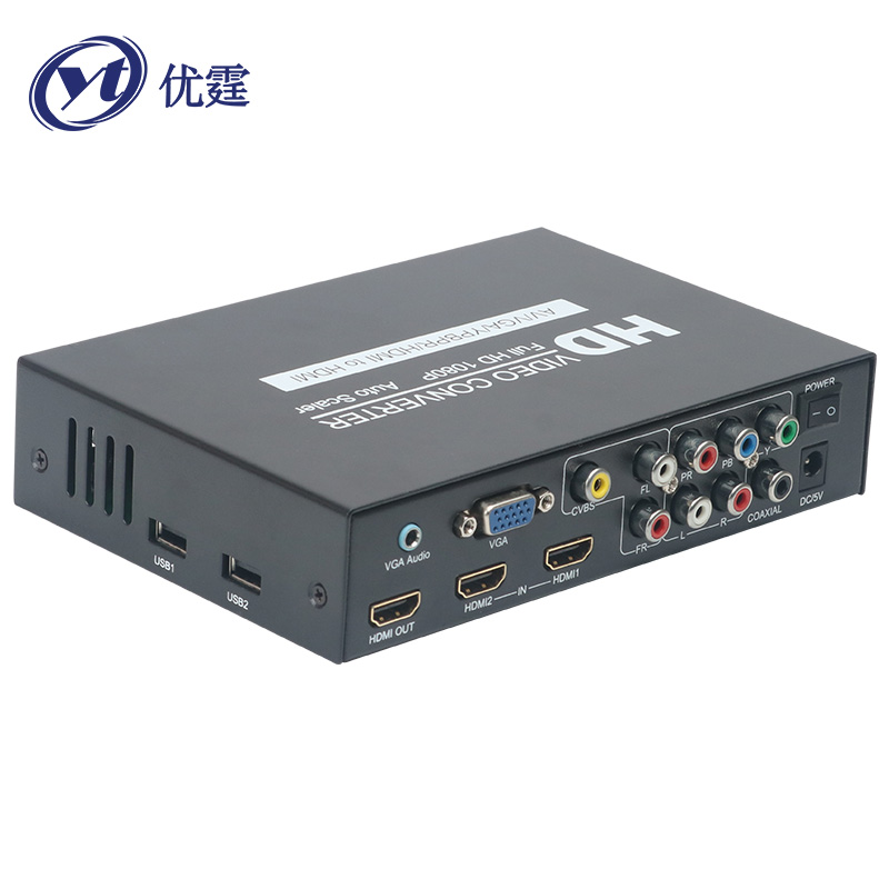 Youting CVBS HDMI YPBPR VGA color difference to HDMI HD video converter Double line switch