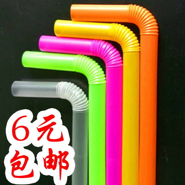 Disposable independent packaging lengthened transparent bending straw elbow coarse drink Porridge Drink Pearl Milk Tea Coarse Tube
