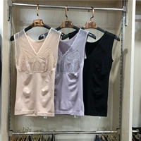 2018 thu đông hoang dã mới cộng với nhung nhiệt đồ lót Slim thun áp lực corset ren jacquard áo vest ao giu nhiet lot nhung