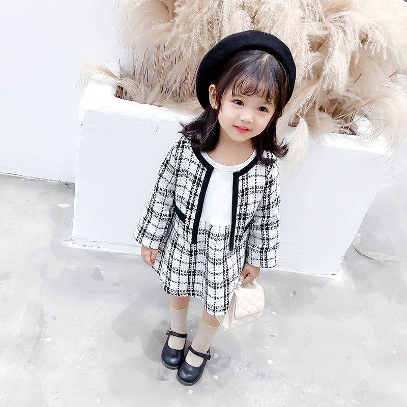 Girl Foreign Pie Small Scent Wind Suit Dress 2019 New Korean Version Tennis Red Children Suit Trendy Princess Woman Baby Autumn Dress