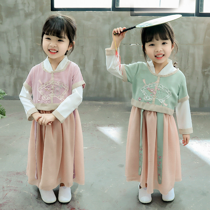 Baby Hanfu Girls Tang Suit Spring and Autumn 1 Infant Children's Ancient Costume 3-year-old Children's Skirt Little Girl Chinese Style Autumn Dress