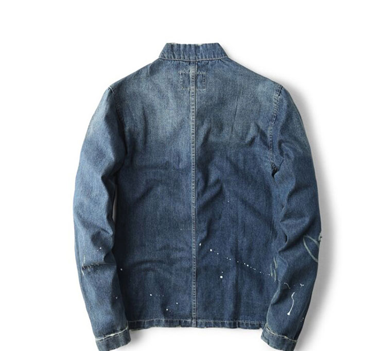 Yu Wenle Hong Kong Fengchai Phong cách Trung Quốc Tang phù hợp với áo khoác denim rửa mùa thu và mùa đông nam retro áo khoác denim lỏng - Cao bồi shop quần áo nam