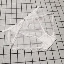 Underpants Female Lace Adolescent Girl Day Ensemble Sweet Super Slim and Spicy Mid-Waist Mesh Perspective Pure Cotton Crotch High Fork Without Marks