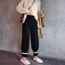 Maternity pants Autumn and winter wear net red knitted granny pants belly pants winter velvet loose wide leg radish pants