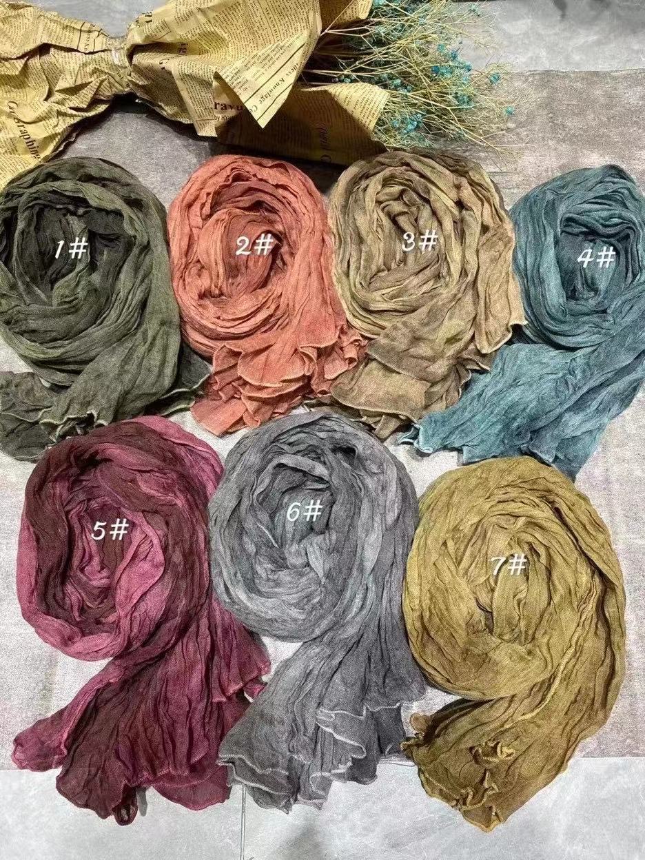 Fried scarf with pure color early autumn 2021 new cotton linen pure scarf
