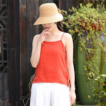 Welfare ~ Art retro thin cotton sling loose Joker vest summer linen base shirt original design