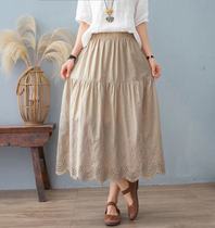 Vintage Cotton Jacquard Cotton hipster Embroidered Skirt Summer Double New 2021 Summer Plus Size Loose