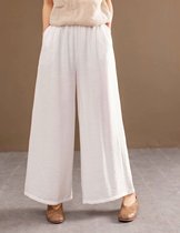 Literary style retro elastic waist wide leg pants womens 2021 summer New loose size casual pants straight pants