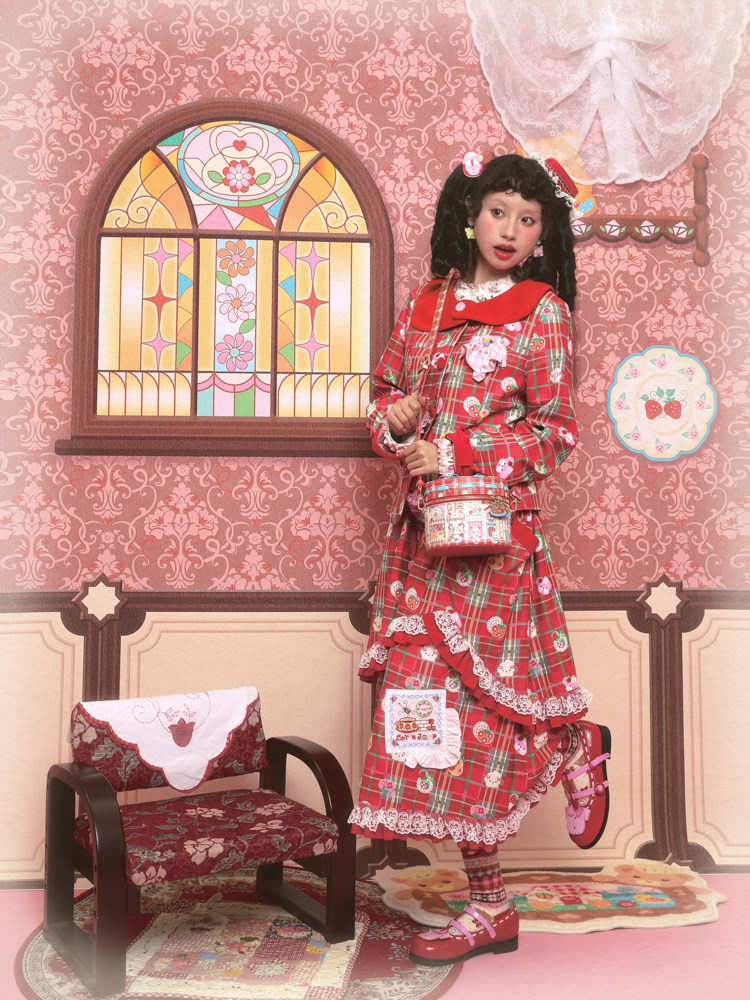 Lutra Jump l l l〕 оригинал красный сугэлань костюм пальто & торт половина юбки длинный рукав Пакет для девушки 