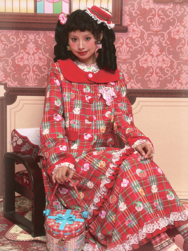 Lutra Jump l l l〕 оригинал красный сугэлань костюм пальто & торт половина юбки длинный рукав Пакет для девушки 