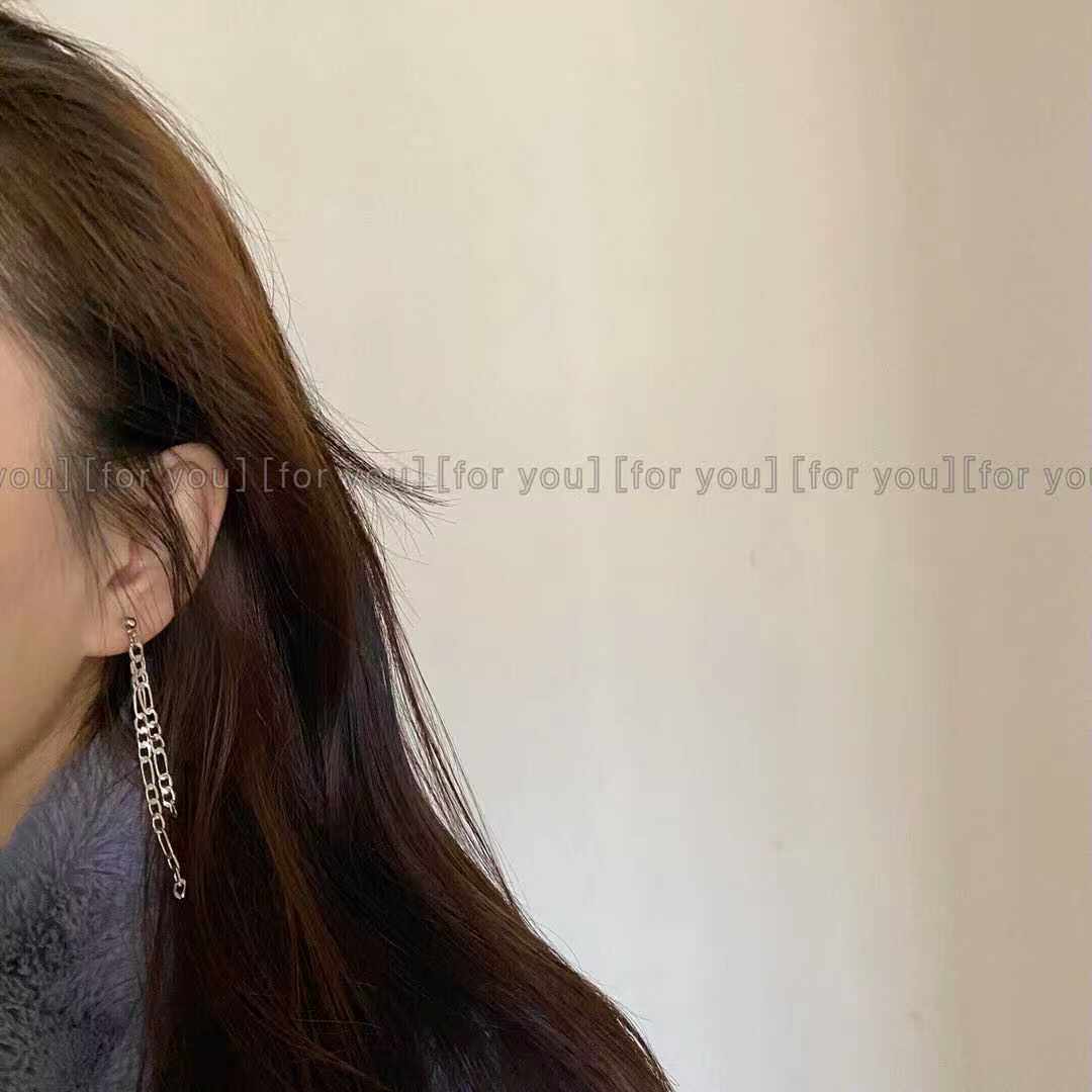 Show face thin chain tassel earrings female S925 silver needle all-match high-level sense of high-cold goddess ear acupuncture without ear hole ear clip