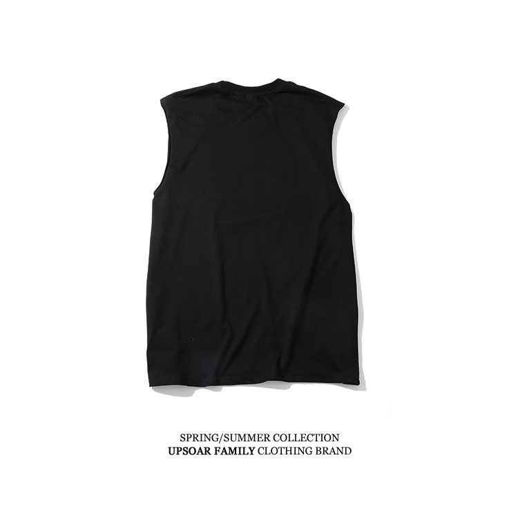 Phong cách Hồng Kông đơn giản in chữ vest nam gốc châu Âu và Mỹ thương hiệu hip hop thể thao không tay áo thấm mồ hôi áo phông đáy áo ba lỗ