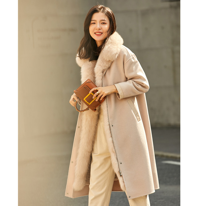 Clear Barn Pick Up Missed Code Blood Loss Price Shake Fox Fur Collar Down Sleeve Rex Rabbit Liner Bifacial Peel Grass Jacket Long