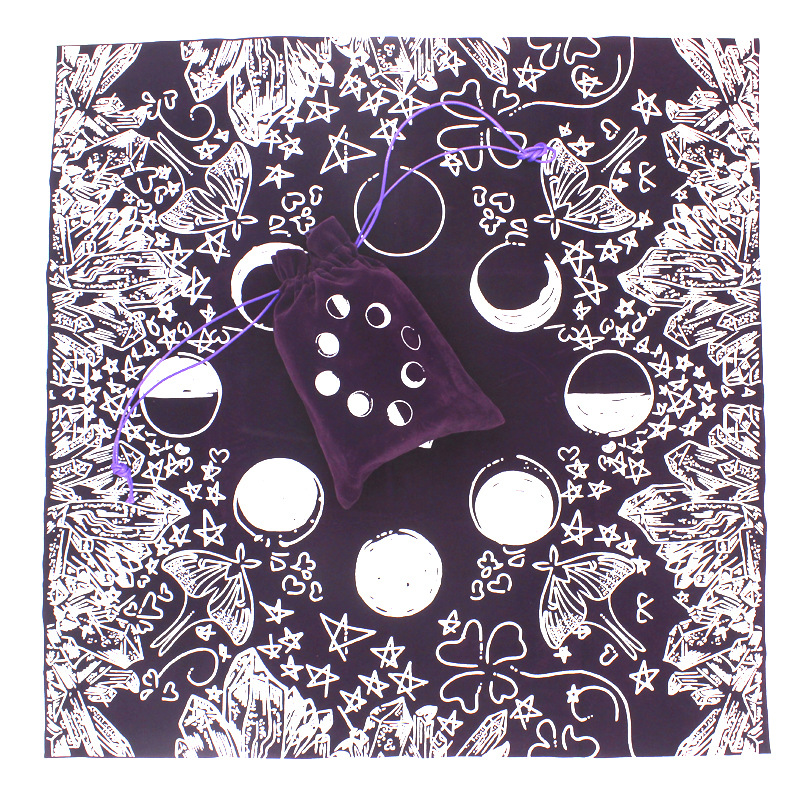 Moon Crystal Lovers Table Cloth Cards Bag Thickened Velvet 49 * 49CM Black Purple Flannel Table Cloth