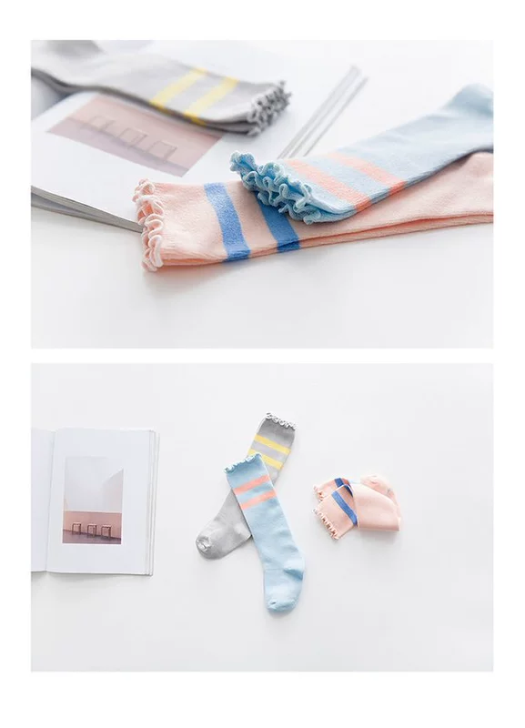 Bít tất trẻ em Vớ cotton cao cho bé sơ sinh Vớ dài cho nam và nữ Vớ bé 0-3-6-12 tháng tất chống trơn