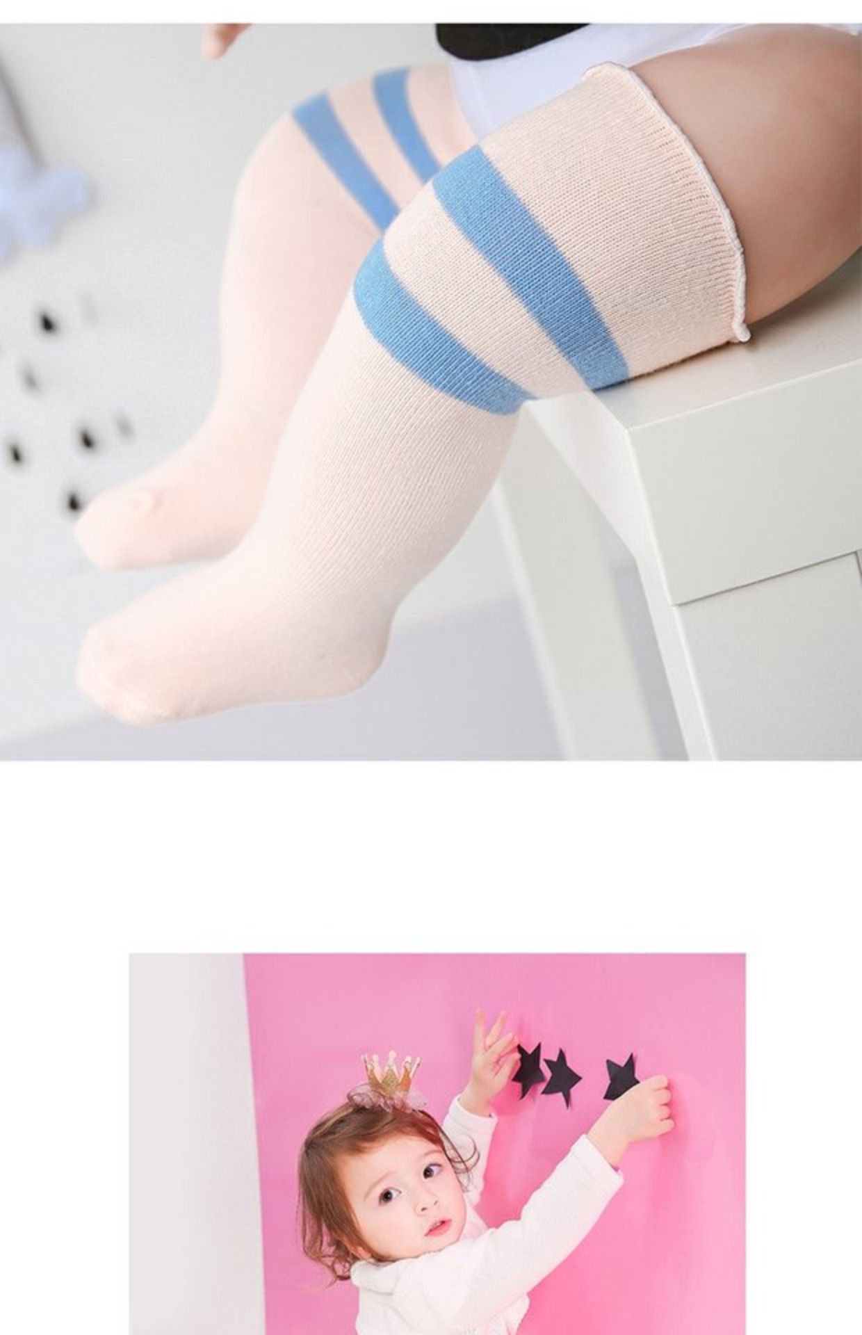 Bít tất trẻ em Vớ cotton cao cho bé sơ sinh Vớ dài cho nam và nữ Vớ bé 0-3-6-12 tháng quần tất giả bốt cho bé gái