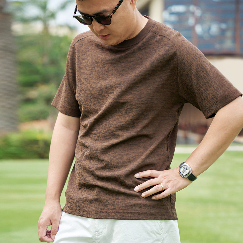 【250712069】Comfortable Yarn with a Linen-Like Texture, Yarn-Dyed Floral Yarn Men's Sports Casual Short-Sleeve T-Shirt for Spring and Summer
