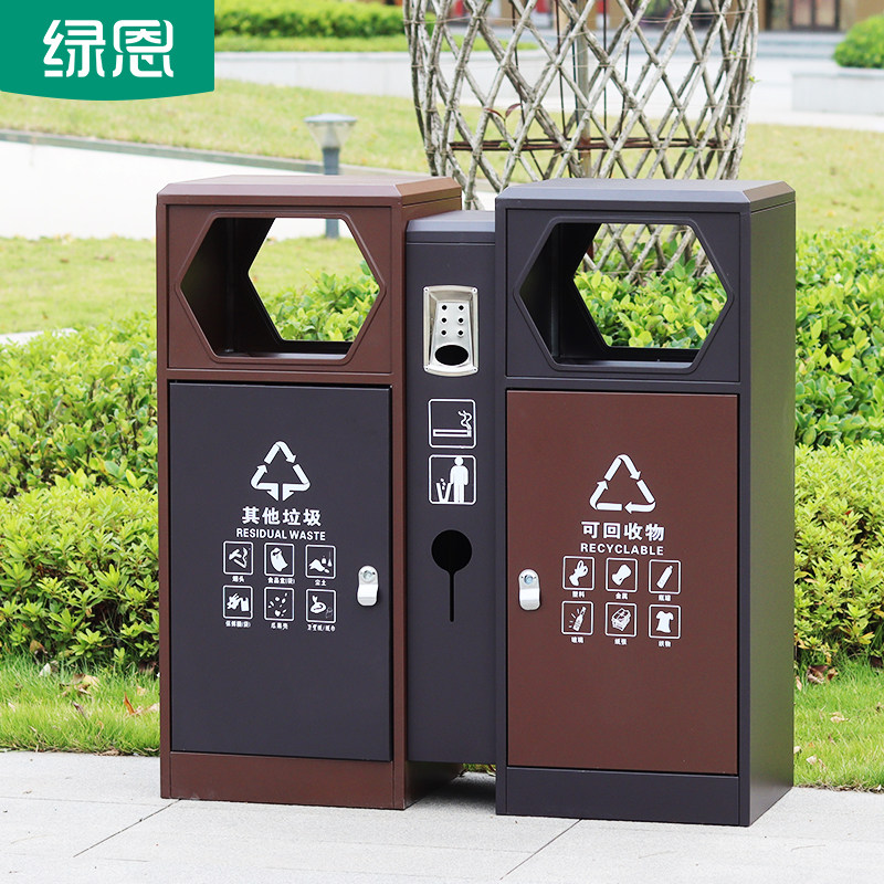 Outdoor trash can large sanitation peel box community simple creative outdoor stainless steel trash can commercial customization