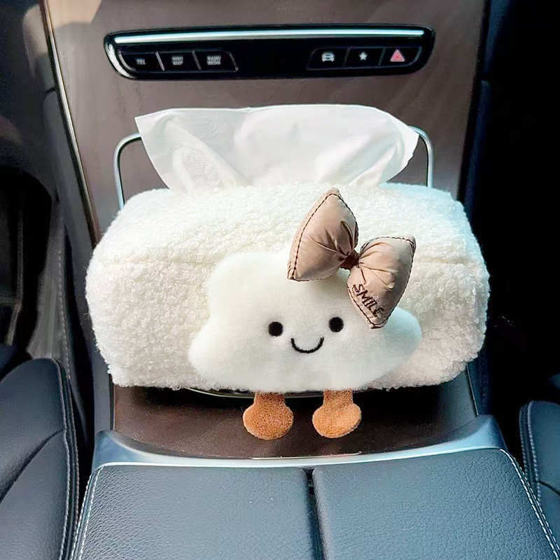 2025 New Car Tissue Box Car Armrest Box Tissue Bag Seat Car Tissue Bag Cloud Girl Cute