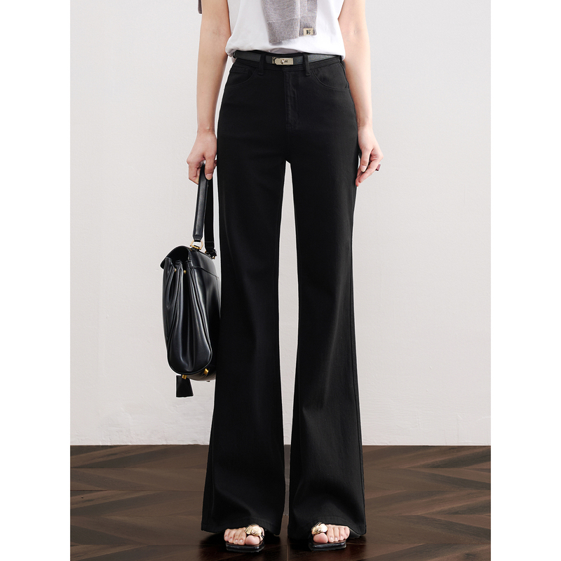Zheye Supermodel Style Magic Pants, Black Slim Fit, Four-Way Stretch, Slightly Flared Jeans for Women, Spring 2026