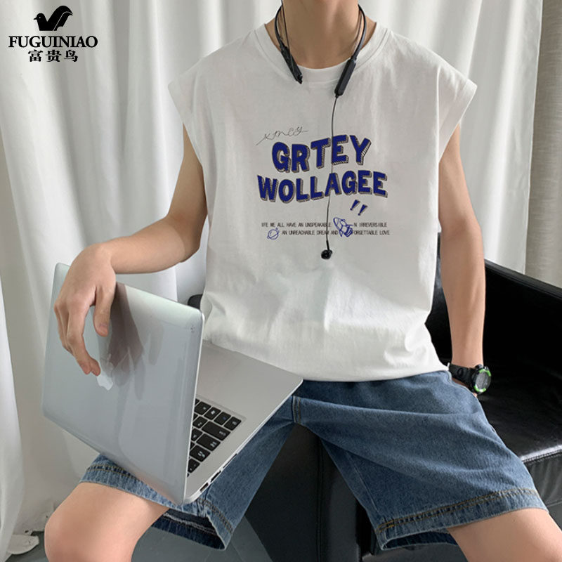 Rich Guido sleeveless T-shirt short sleeve male blouse male blouses hip-hop Huppie handsome Chauffo Summer Fitness Ice T-shirt vest