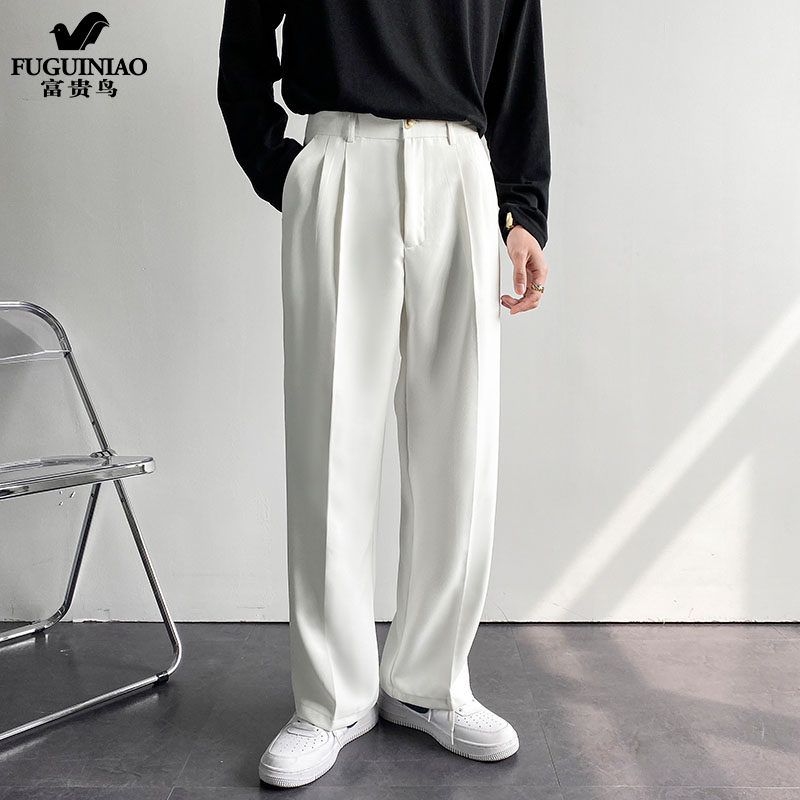 Rich Guido West pants male thin section ice velvety high level Fried Street French style white ruffes handsome Western-style pants