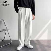 Rich Guido West pants male thin section ice velvety high level Fried Street French style white ruffes handsome Western-style pants