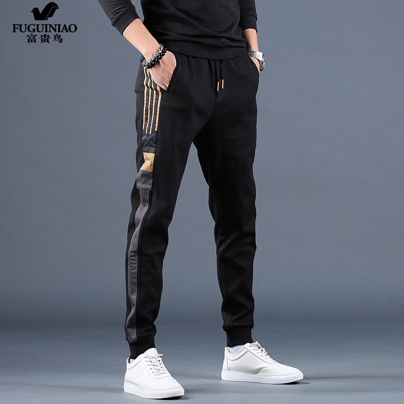 Rich Gui Bird Casual Pants Male Korean version Trend 100 lap Harness Pants Sports Spring Autumn Plus Suede Thickened Loose Sweatpants