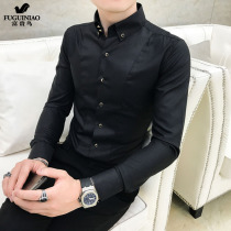 Fugui Bird Outside Wearing Shirt Man Long Sleeve Spring Autumn Fashion Trends Day Ensemble Black Mens High Class Superior Blouse Light Luxury