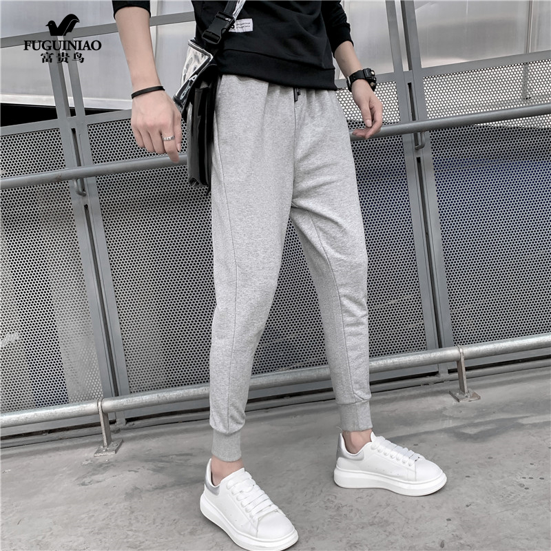 Rich bird casual pants men in summer to make youth - haired, 2021 new gray nine - point pants beam
