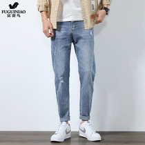 Fugui Bird jeans Mens 2021 New elastic autumn uphols-up Handsome Cave straight up Pants High Quality Mens Pants