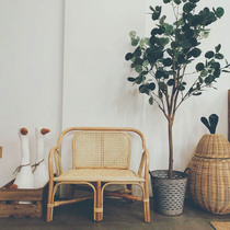 ins Custom Nursery Decor Chair Indonesian Rattan Sofa Chair Baby Double Sofa Internet Photography Props Rattan Stool