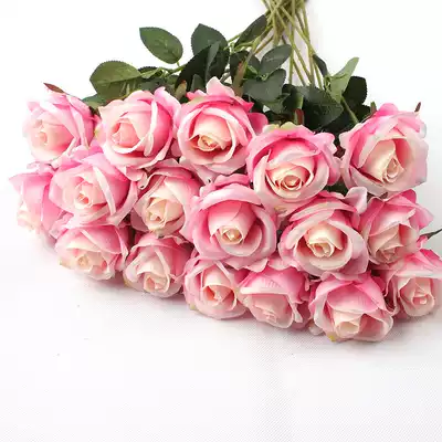 Simulation rose single fake rose living room decoration flannel cloth red rose simulation bouquet silk flower fake flower