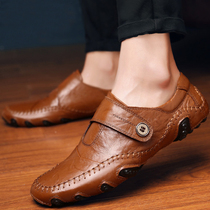 Spring breathable English wind men shoes business lazy bean shoes eight paws driving shoes real leather mens leisure shoes