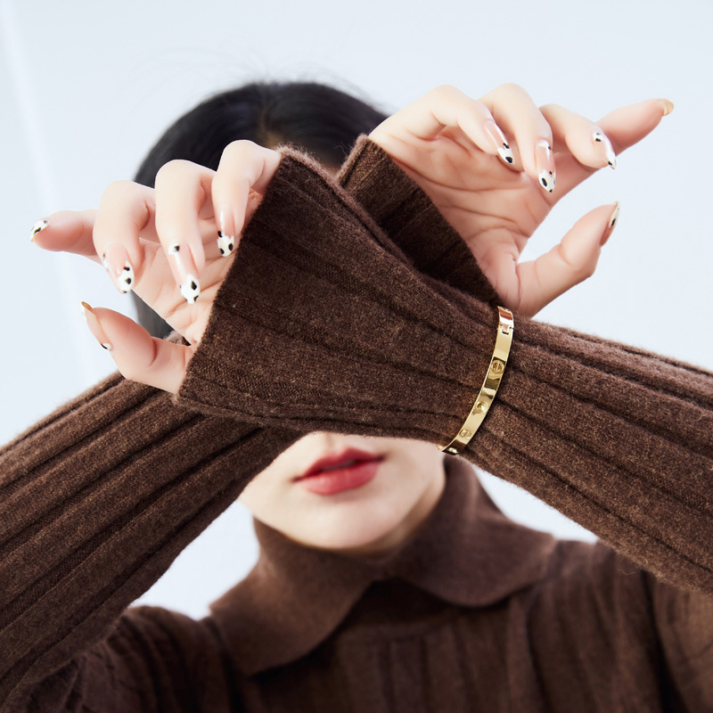 French Celebrity Style Polo Collar 100% Wool Sweater for Women, New Autumn and Winter Slim-Fit Knit Base Layer Thick Sweater