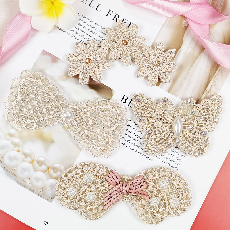 UPLUS bangs stickers lace pearl diamond children's broken hair finishing stickers face wash makeup fixing magic stickers 4 packs