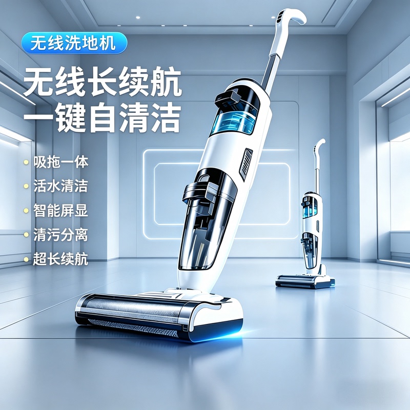 Wireless Smart Floor Cleaning Machine, Electric Mop for Home Use, Handheld Vacuum Cleaner, All-In-One Cleaning, Mopping, and Sweeping Machine
