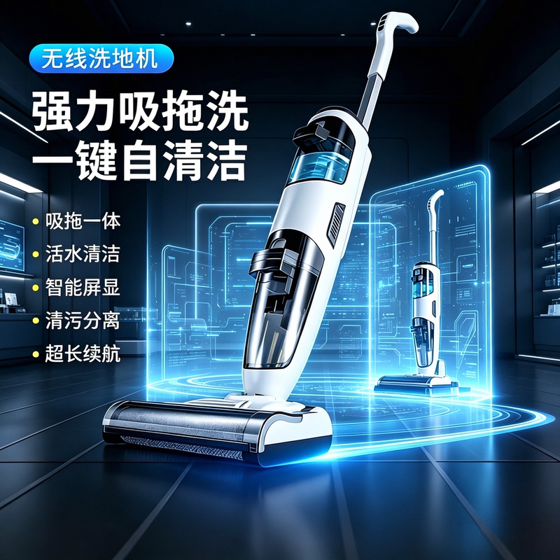 Household Wireless Smart Floor Cleaning Machine, Fully Automatic Self-Cleaning, High Suction Power, Sweeping, Mopping, and Vacuuming, Three-In-One Floor Cleaning Machine
