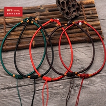 073 Mens and womens hanging rope Jade Buddha Guanyin drop jade necklace rope woven red rope collar rope ring
