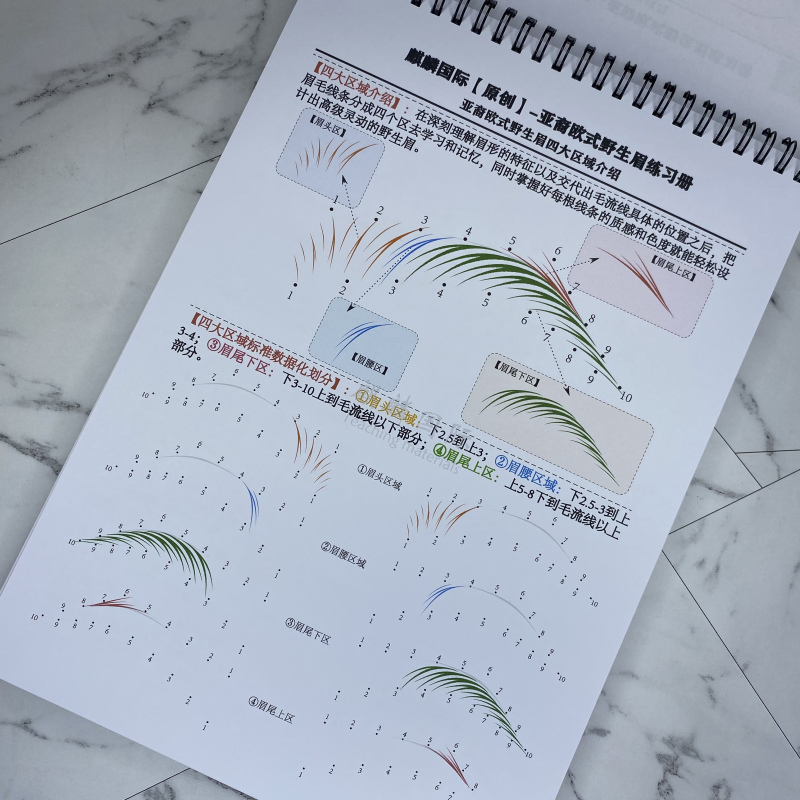 Qilin International Wild Eyebrow Copybook: Eyebrow Shaping and Line Drawing Tutorial Book for Asian and European Style Wild Eyebrows Practice Workbook