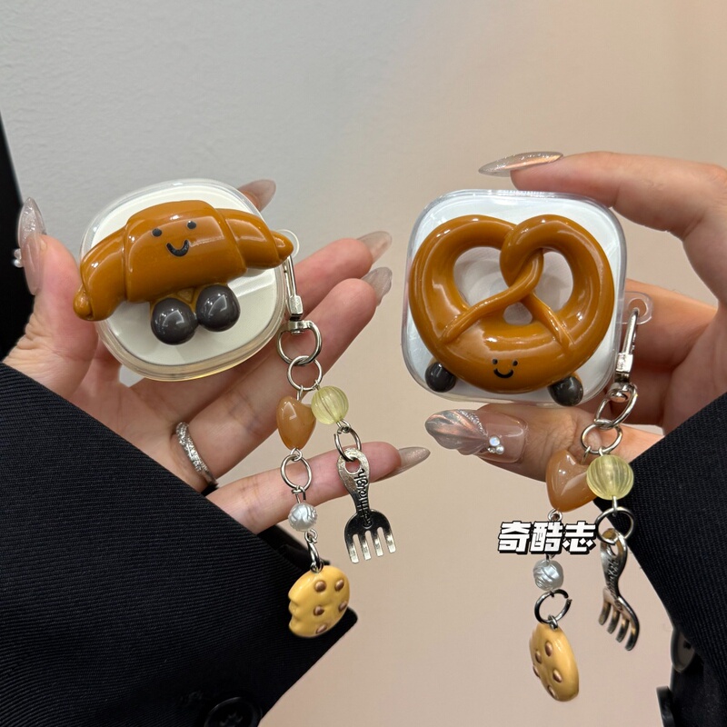 Fun Alkaline Water Bread Design Compatible with Qcy T13Anc Croissant T13 Earphone Case T13X Soft Shell Melobudsanc Cute Ht05 Transparent Anti-Drop Protective Cover Bluetooth Charging Case Protective Cover