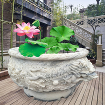 Fish tank Stone carving White marble Kowloon play beads fish raising stone tank sink Dragon tank garden large landscaping ornaments
